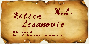 Milica Lešanović vizit kartica